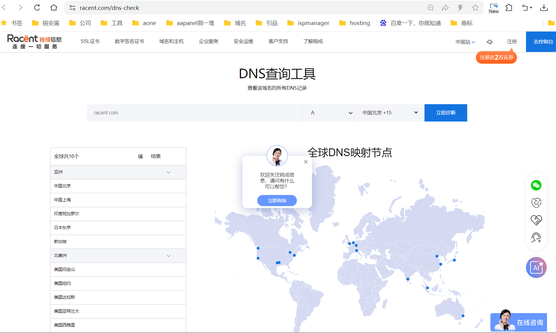 使用 Racent DNS 查詢工具